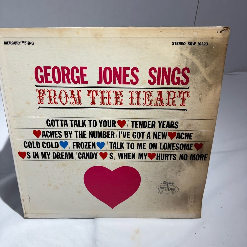 George Jones Sings From The Heart Vinyl LP - Red Heart Graphic